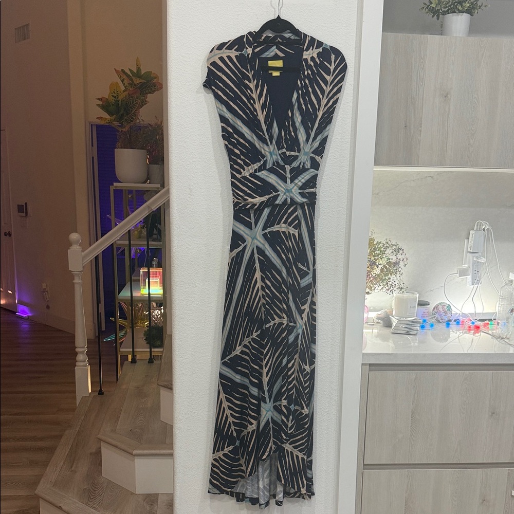 Maeve Black and Cream Patterned Maxi Dress